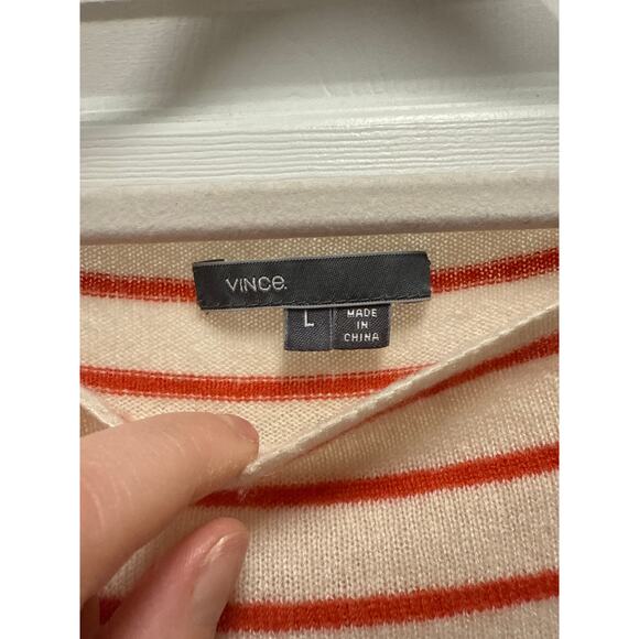 Vince Long Sleeve Striped Cashmere Scoop Neck Sweater Size Large Casual Classic - Picture 7 of 8